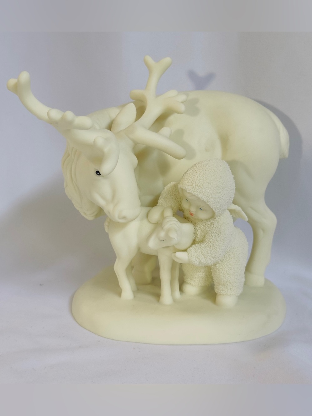 Vtg Department 56 Snow Babies " I Caribou You": Reindeer Fawn Baby Figurine